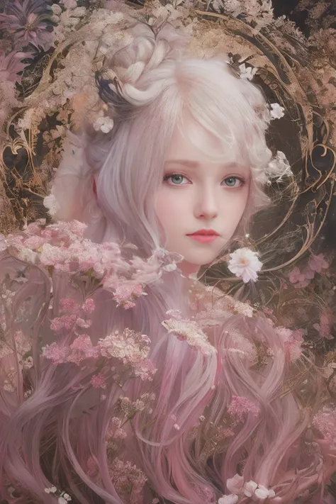 ((gorgeous princess)), (with long flowing white hair), (bright and beautiful eyes), trending on Art Station, flower of hope by Jean-Honor Fragonard, Peter mohrbacher, super detailed, crazy details , stunning sophisticated elite art nouveau ornate liquid wa...