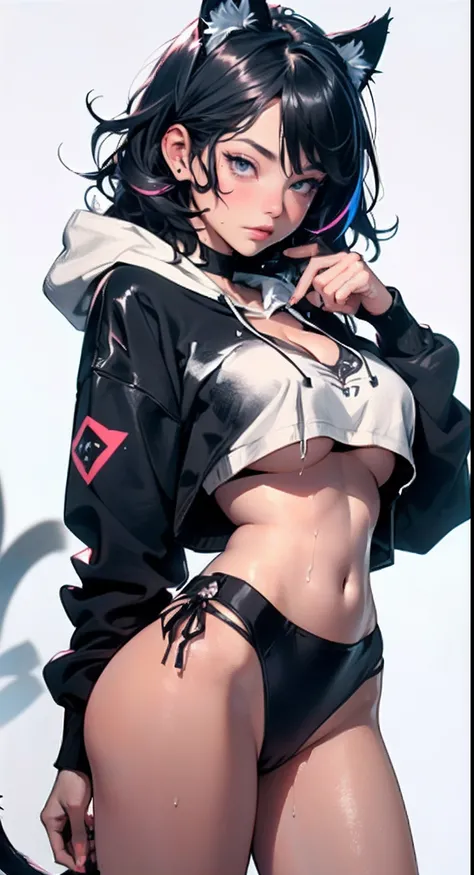 girl spacepunk,(((1girl))),((beautiful girl with bright and luminous cat ears)),

(large breasts:1.4),saggy breasts,((((black hair,black messy hair,colored inner hair,large hair,absurdly long unkempt hair:1.35,long black hair,ear breathing)))),((((cat ears...