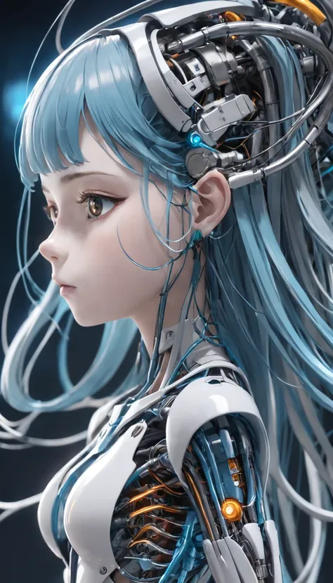 Porcelana Mujer Android, ciborg, Robotic Parts, 150 mm,cuerpo completo, hermoso estudio luz suave, Luz de llanta, Detalles vibrantes,encaje, hiperrealista, Anatomical, electrical wires, microchip, elegante, Laboratorio en segundo plano, Renderizado de octa...