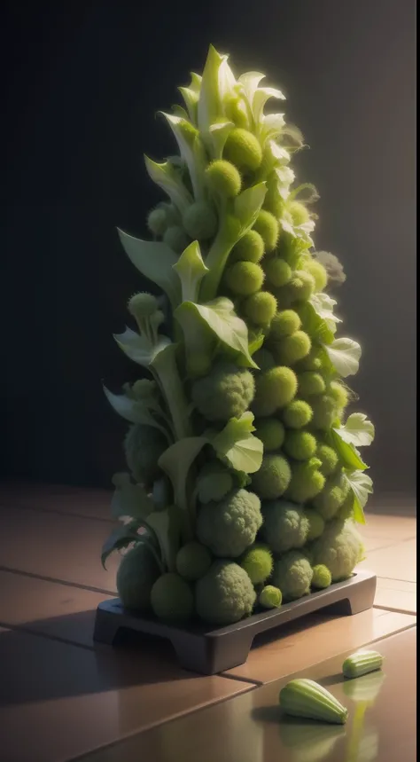 Random green vegetables，Neatly arranged，Pose 9:16 rectangles