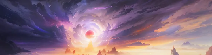 There is a huge painting of clouds in the sky, Magic portal in the sky, studying a hell open rift portal, concept art magical highlight, a large sphere of red energy, Epic fantasy digital art style, arte de fundo, Godrays digital painting, background artwo...