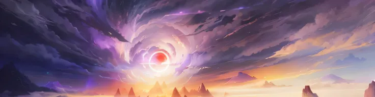 There is a huge painting of clouds in the sky, Magic portal in the sky, studying a hell open rift portal, concept art magical highlight, a large sphere of red energy, Epic fantasy digital art style, arte de fundo, Godrays digital painting, background artwo...