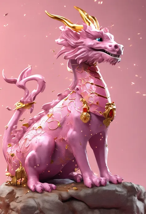 A cute Chinese dragon holds a scroll , Light pink and light gold style , Animated GIFs , Cranberry core , gongbi , fairy core , the stars art group ( xing xing ), Mailbox -- Niji 5 - Style original