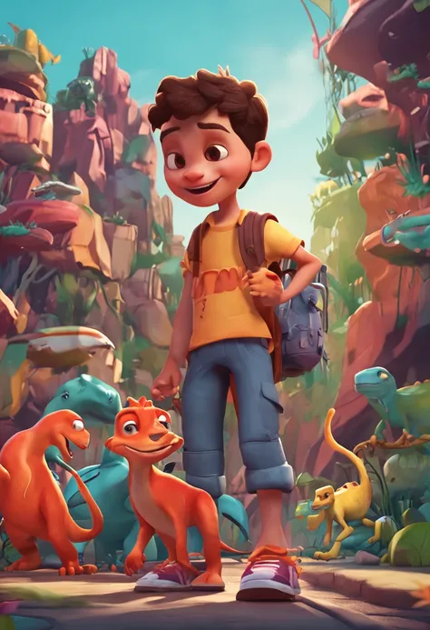 2D CARTOON BOY AND DINO