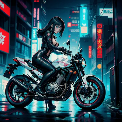 Anime girl on motorcycle in futuristic city with neon lights, arte digital do anime cyberpunk, garota anime cyberpunk, Arte de anime cyberpunk, Estilo de arte cyberpunk, Arte de anime cyberpunk, menina de anime cyberpunk feminino, cyberpunk menina anime me...