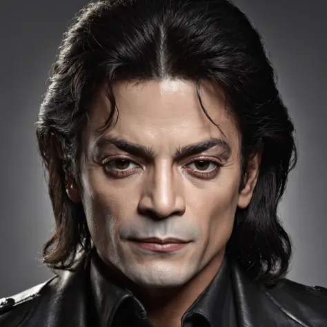 portrait mix of (michael jackson) and (the rock), muscle body, photorealistic 2k, hyperquality