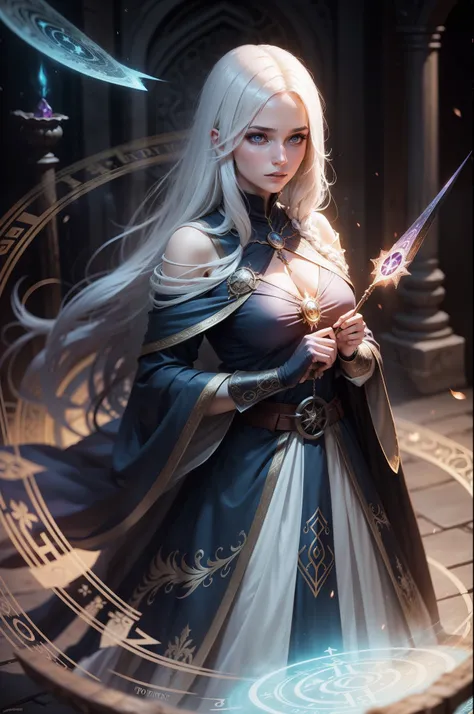 Women Mage Magic Circle Spellcasting concept art fantasy