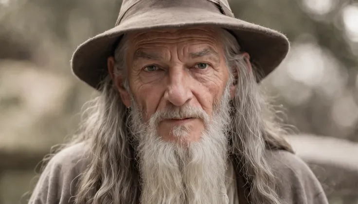 Arafed man with long hair and a hat in, Retrato de Gandalf, Retrato de um bruxo, Wise old man, Gandalf, Retrato pintado de Odin acidentado, Gandalf, o Cinzento, gandalf from lord of the rings, Gandalf (patife, color photograph portrait 4k, Retrato de Merli...