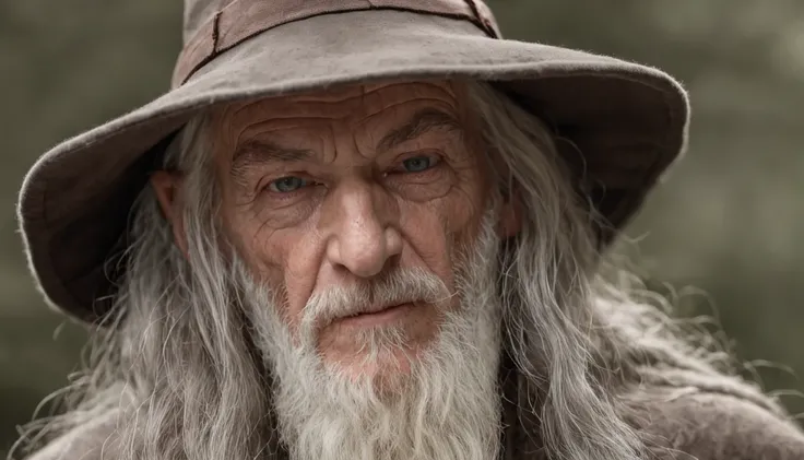 Arafed man with long hair and a hat in, Retrato de Gandalf, Retrato de um bruxo, Wise old man, Gandalf, Retrato pintado de Odin acidentado, Gandalf, o Cinzento, gandalf from lord of the rings, Gandalf (patife, color photograph portrait 4k, Retrato de Merli...