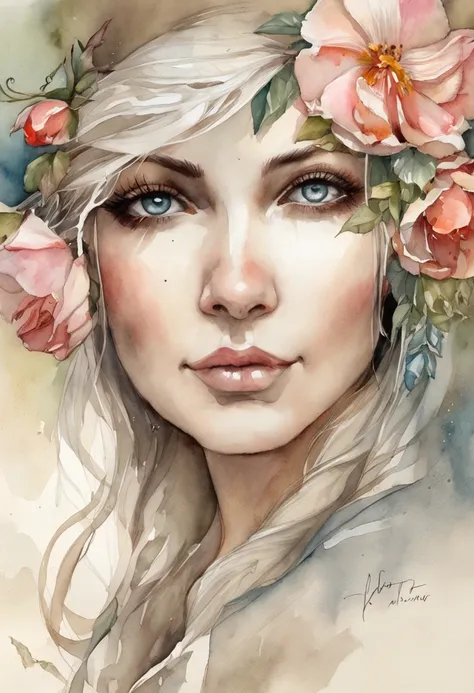 Hombre con cara de molesto, Mujer sentada en la cornisa con ojos llorones, flores, Tela larga y fluida para vestir, caras clarasMagalie Villeneuve, Magali Villeneuve, inspirado por Magali Villeneuve, graphic artist magali villeneuve, Magali Villeneuve y Mo...