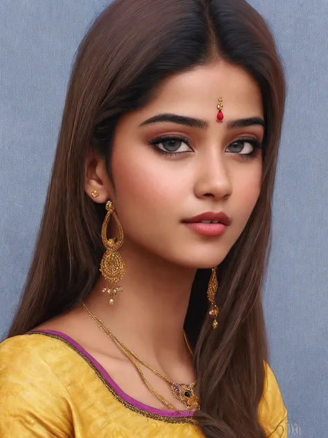 Beautiful Tamil girl in chudidhar, hyper realistic, detailed face