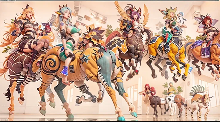 In the beautiful illustration of this super-grand scene，The ultra-long-range lens is shown（Eight unique centaur characters：9.9），They all have their own characteristics，Vivid and interesting。Radiant angelic centaurs from the heavenly realm，To the hellish ce...