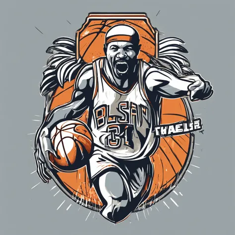 Basketball hall design logo，Superstar basketball，critters，American illustration