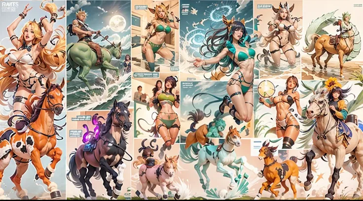 In the beautiful illustration of this super-grand scene，The ultra-long-range lens is shown（Eight unique centaur characters：9.9），They all have their own characteristics，Vivid and interesting。Radiant angelic centaurs from the heavenly realm，To the hellish ce...