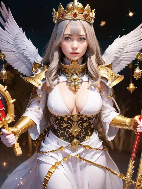 Professional , ​masterpiece、top-quality、photos realistic , depth of fields （Gemstone White Metal Body:1.９),(Matte White、Jewel Gold Weapon（Jewel Metal Body:1.４),Gorgeous metal weapons ,（（ Detailed and gorgeous sword of the brave）） ,Light Effects、intense fig...