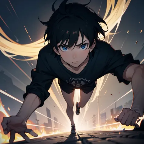 A boy，Illustration anime style，Dark colors，Traverse elements, 4K, hyper HD, Masterpiece