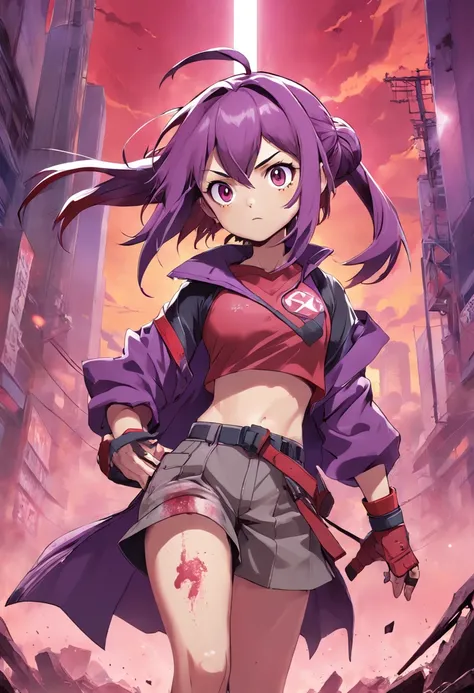 Asuka Soryu in the Gospel, As a post-apocalyptic Pokémon trainer, Anime style, concept-art, Has a red and purple background, vectorstyle, Movie poster