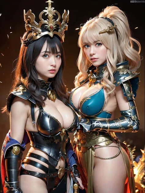 Professional , ​masterpiece、top-quality、photos realistic , depth of fields 、（Dragon Black Metal Body:1.９),(Matte Blue Black、（cleavage of the breast）、Dragon Gold Weapon、（Micro Bikini Armor:1.４),Gorgeous gold weapons ,（（ Dragons dense and gorgeous sword）） , ...