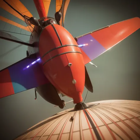 Mosquito Flying penis, wings, jet motors, long shaft with portholes, red, green, blue, yellow, orange, purple, indigo,  head, long hanging balls in a sack with hair, pubic hair