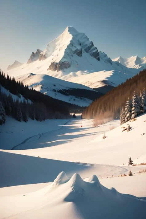 snow mountains，grassy fields，Endless