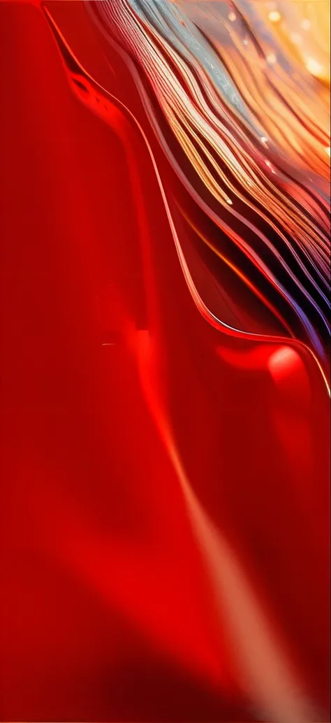 Close up of red and yellow abstract background with blurred waves, voluminetric lighting. Red, vibrant red background, scarlet background, red liquid, chains and red fluid background, red paint detail, abstract cloth simulation, swirling red-colored silk f...