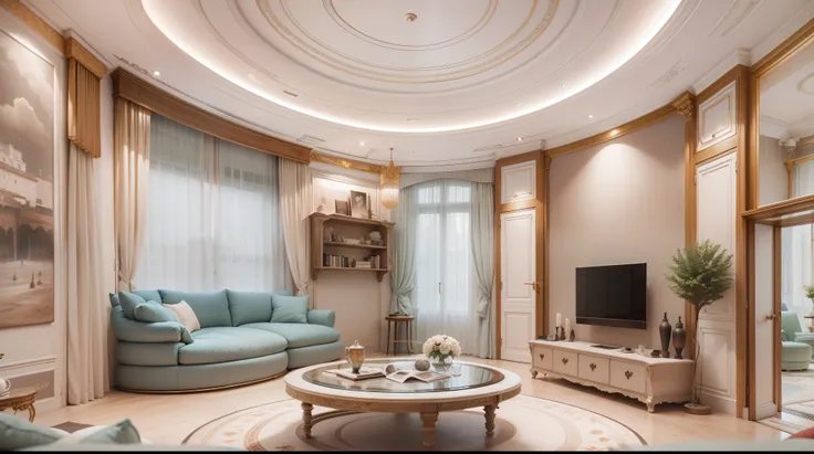 Round mansion, The decoration is simple and atmospheric, Exquisite furniture, Elegant environment, 113.04 sqm, A fresh and comfortable space with a diameter of 12 meters