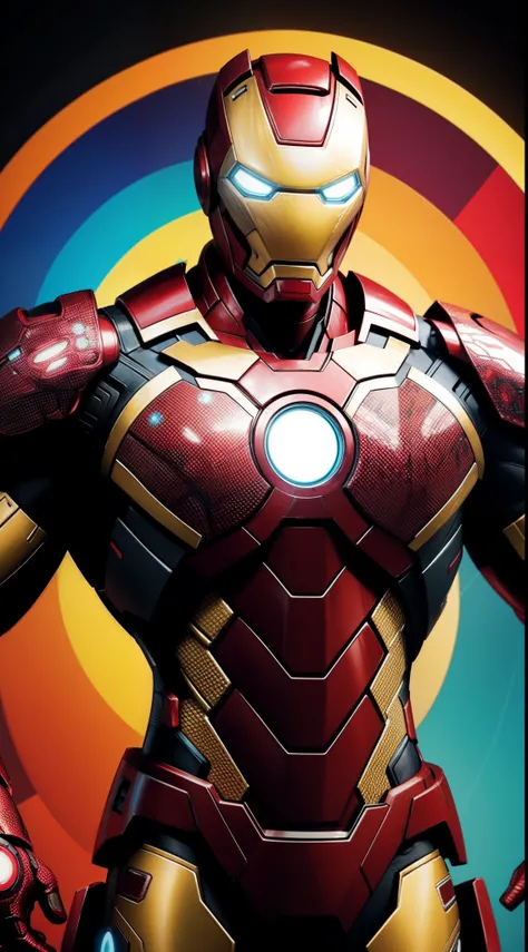 Black Iron Man from Marvel Comics, Masterpiece, Best Quality, abstract, Psychedelic, Neon, (honeycomb pattern), (creative:1.3), Sy3, SMM, fantasy00d