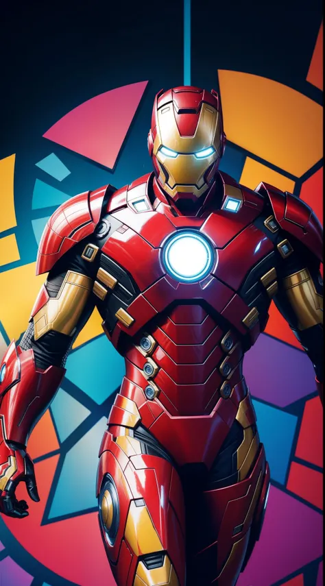 Black Iron Man from Marvel Comics, Masterpiece, Best Quality, abstract, Psychedelic, Neon, (honeycomb pattern), (creative:1.3), Sy3, SMM, fantasy00d