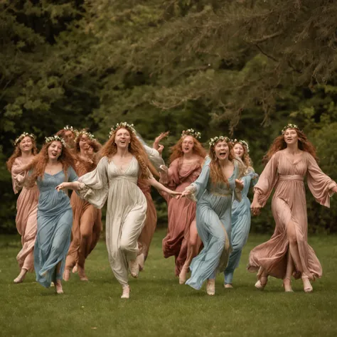 Drawing of a group of dancing in the forest, Sandro Botticelli style, Botticelli style, Botticelli, By Botticellis Style Blend, Boticelli, Inspired by Sandro Botticelli, by Sandro Botticelli, Renaissance painting」, Renaissance art, In the style of Sandro B...