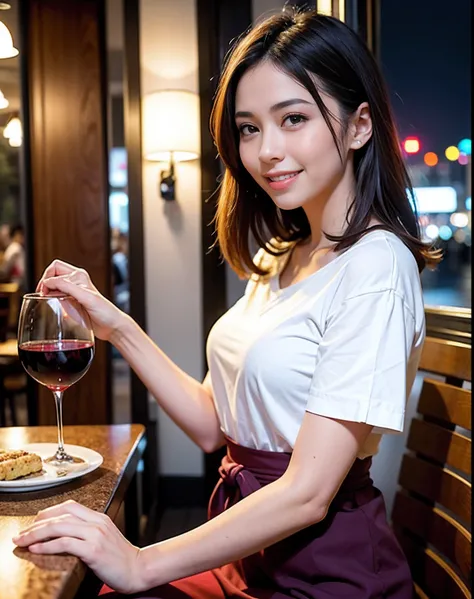 (64K, UHD, top quality, masterpiece: 1.2), (realistic, photorealistic: 1.37), super detailed, pretty woman 1 person, (slim face), (slim body), (brown hair), (short cut), cheeks slightly blushing, (44 years old), 38 years old, solo, beautiful detailed urban...