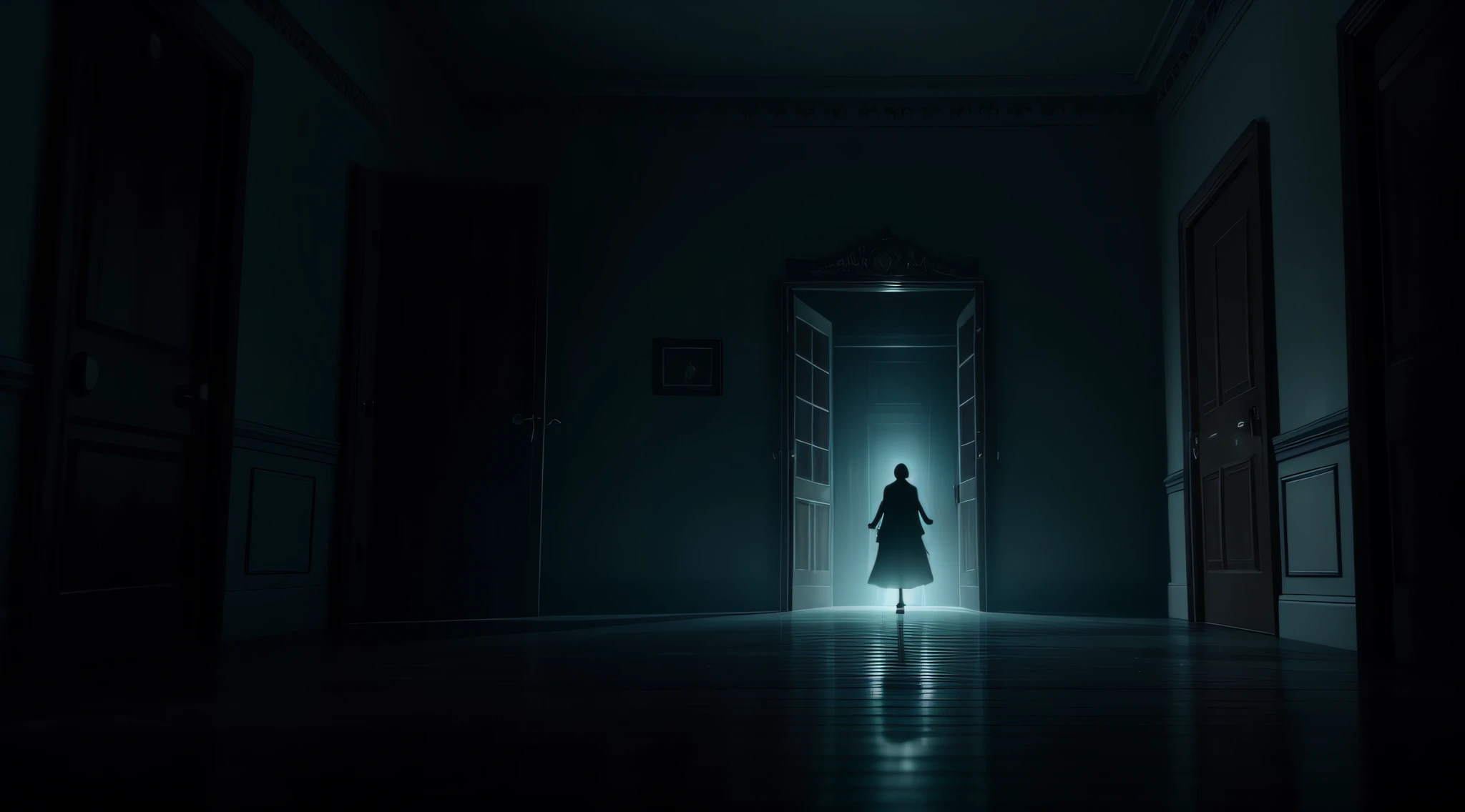 a haunting energy forcing people to join in a dark scary room 4k,ultra real