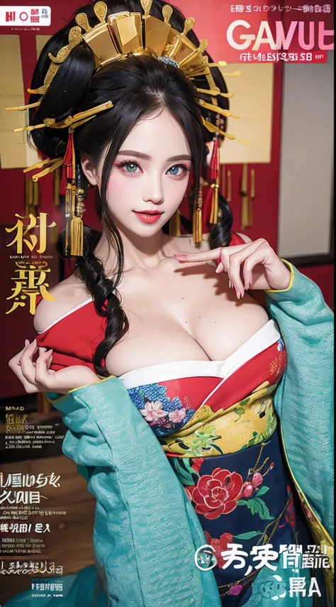 花魁、slender、cleavage of the breast、Paripi、Colorful magazine cover