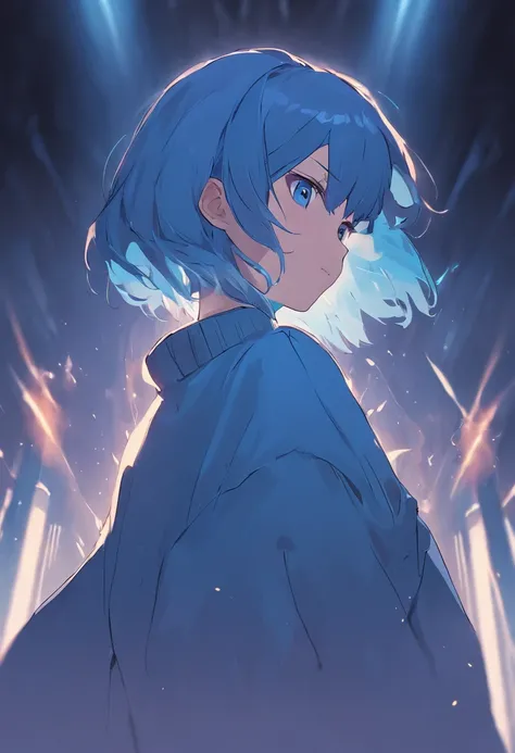 mtu！！！！！Short light blue hair Three and seven bangs Fine hair Dark blue fog eyes Play the piano Fine light and shadow Dark blue sweatshirt Background practice room Serious expression High quality Master production Proper proportions of the characters Detai...