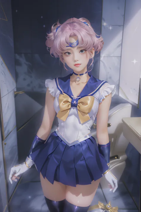 Sailor girl in short skirt and bow tie standing in bathroom, Sailor Moon Style, Portrait of a female anime hero, portrait knights of zodiac girl, todays featured anime still, Official art, knights of zodiac girl, by Sailor Moon, portrait anime space cadet ...