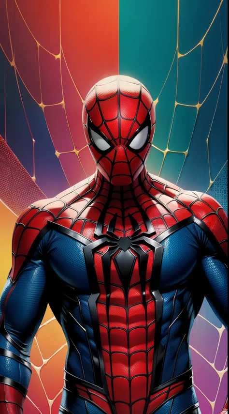 The Savage Spider-Man из комиксов Marvel, Masterpiece, Best Quality, abstract, Psychedelic, Neon, (honeycomb pattern), (creative:1.3), Sy3, SMM, fantasy00d