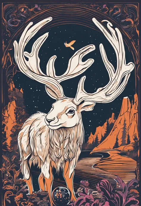 Jackalope characters, Fantasy, Vector art, Flat design, The ultra -The high-definition.