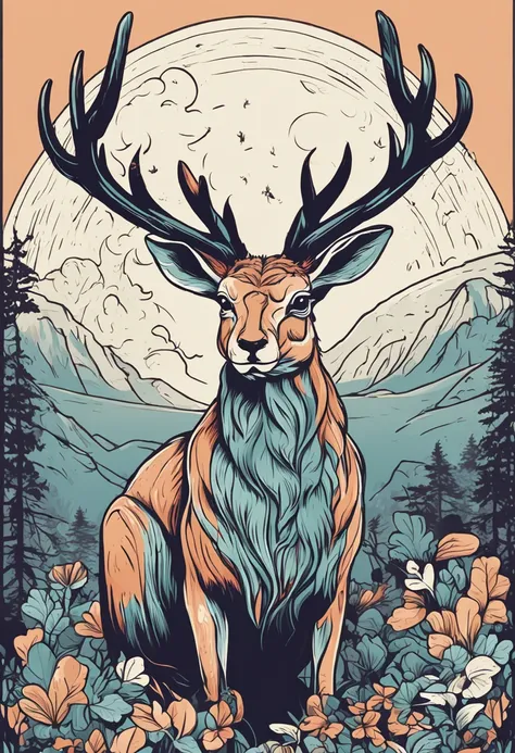 Jackalope characters, Fantasy, Vector art, Flat design, The ultra -The high-definition.