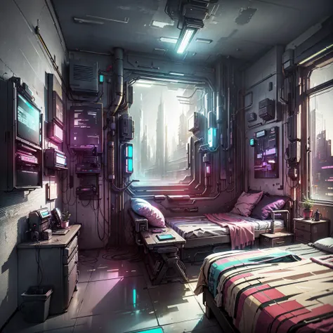 cyberpunk  bedroom  Low-Fidelity solitude