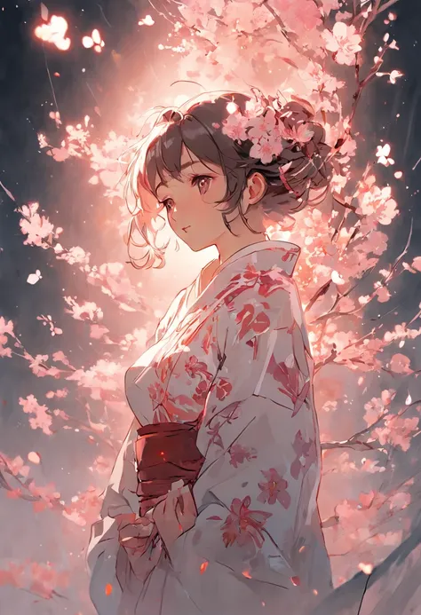 Single cherry blossoms, Beautiful, elegant, Centered, nearing perfection, Dynamic, Moonlight, Highly detailed, Digital painting, art  stations, concept-art, smooth, Sharp focus, illustration, Art by Carne Griffiths and Wadim Kashin