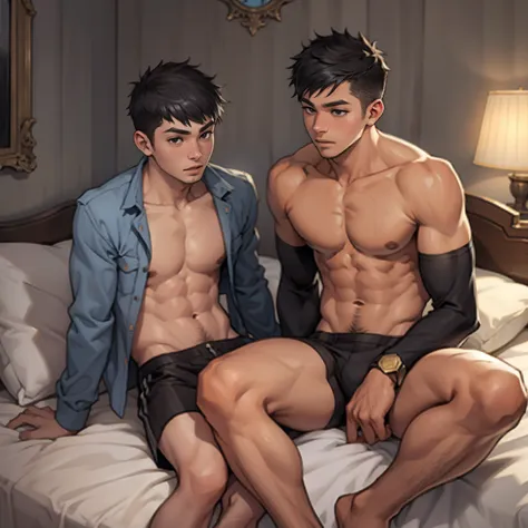 Two boys in bed，Raised sexy