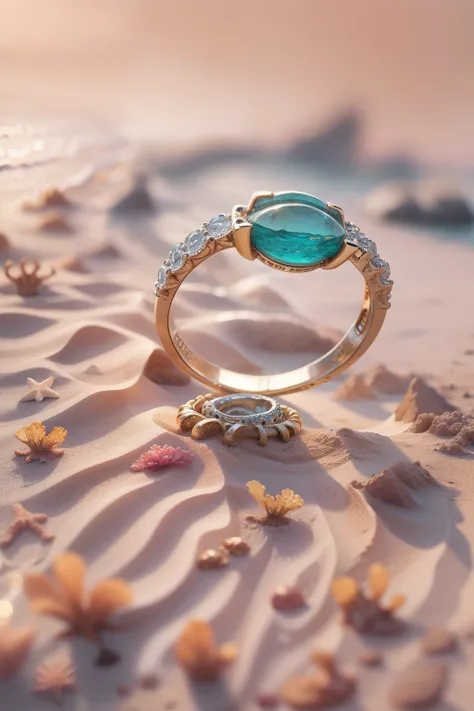 a ring on the sand under the sea