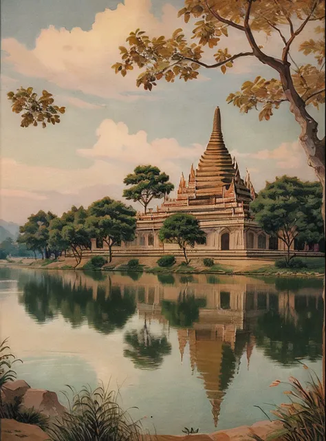 (masterpiece,best quality),vintage,
park,moutain,water,tree, Bagan, Myanmar, Pagodas