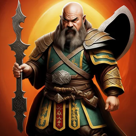 Monge shaolin , dwarf , medieval , jovem , d&d , rpg , fantasia , epico