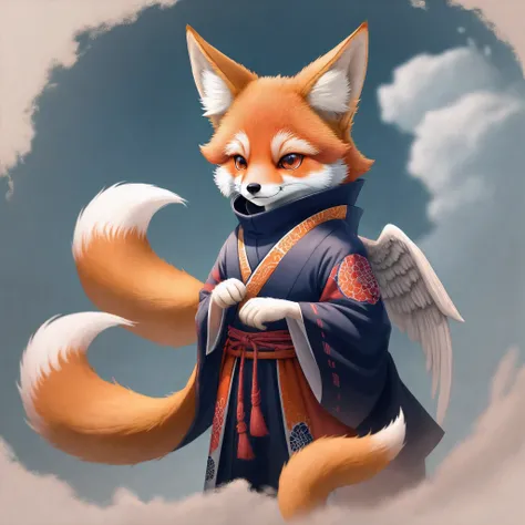 Angel colorful fox yokai cute