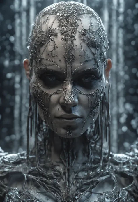 photo realistic, ultra details, natural light ultra detailed portrait of a female necromancer, skeleton face volumetric fog, Hyperrealism, breathtaking, ultra realistic, ultra detailed, cyber background, cinematic lighting, highly detailed, breathtaking, p...