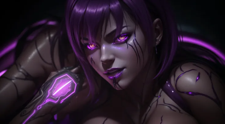 sexy motoko, Glow, seductive, glowing purple eyes , sexy , (ultra photorealistic:1.3), (masterpiece:1.4), best quality, ((realistic)), high quality, ultra detailed, ((real image)), ((realistic skin)), ((realistic face)),(illustration:1.05), (beautiful:1.05...