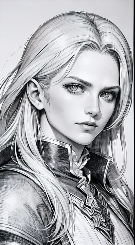 tmasterpiece, Castlevania Lord of the shadows hyper realistic super detailed , fond blanc, monochrome, dessin au trait, ((dessin))