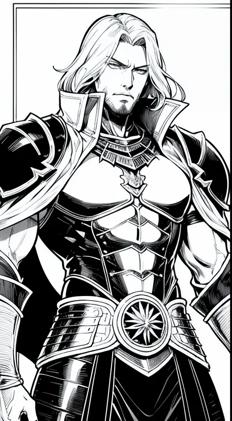 Castlevania Lord of the shadows Handsome muscular handsome warrior leather Armor Wear Line art comics