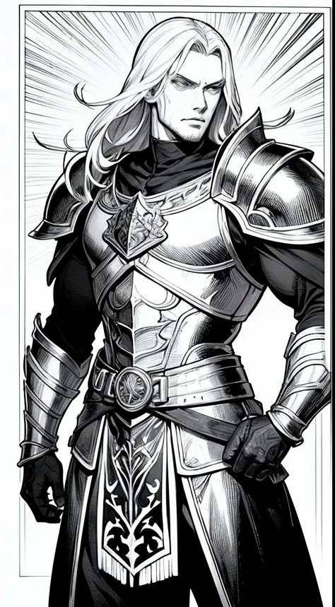 Castlevania Lord of the shadows Handsome muscular handsome warrior leather Armor Wear Line art comics