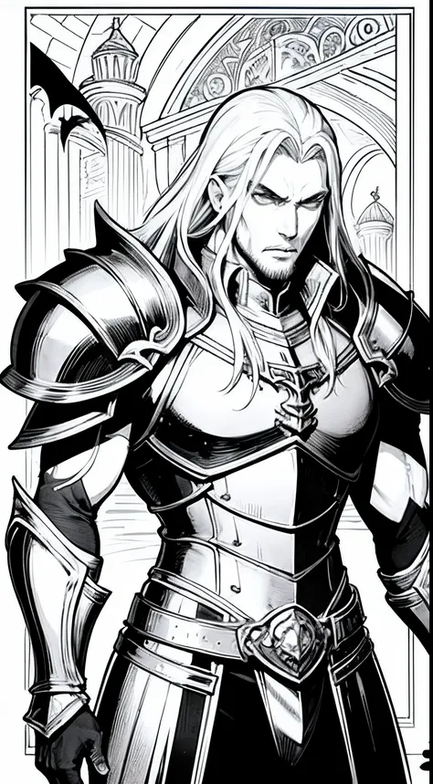 Castlevania Lord of the shadows Handsome muscular handsome warrior leather Armor Wear Line art comics